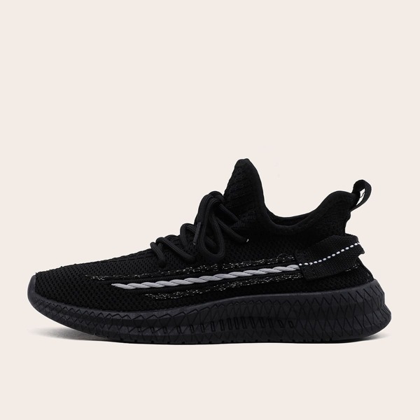 

Minimalist Braided Design Lace Up Front Sneakers, Black