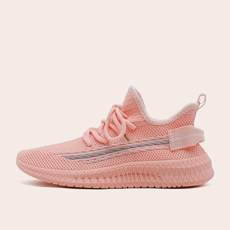 

Minimalist Braided Design Lace Up Front Sneakers, Pink