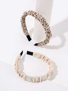 2入組豹紋印花褶邊髮箍 - 彩色 - 查看 3