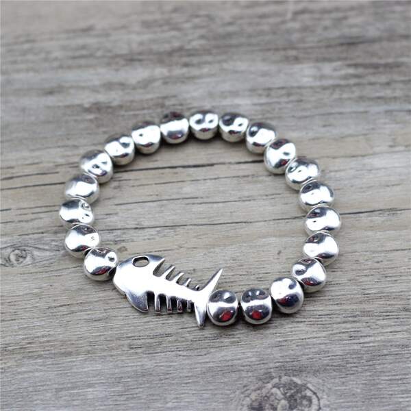 

Beaded Fish Detail Bracelet, Antique silver