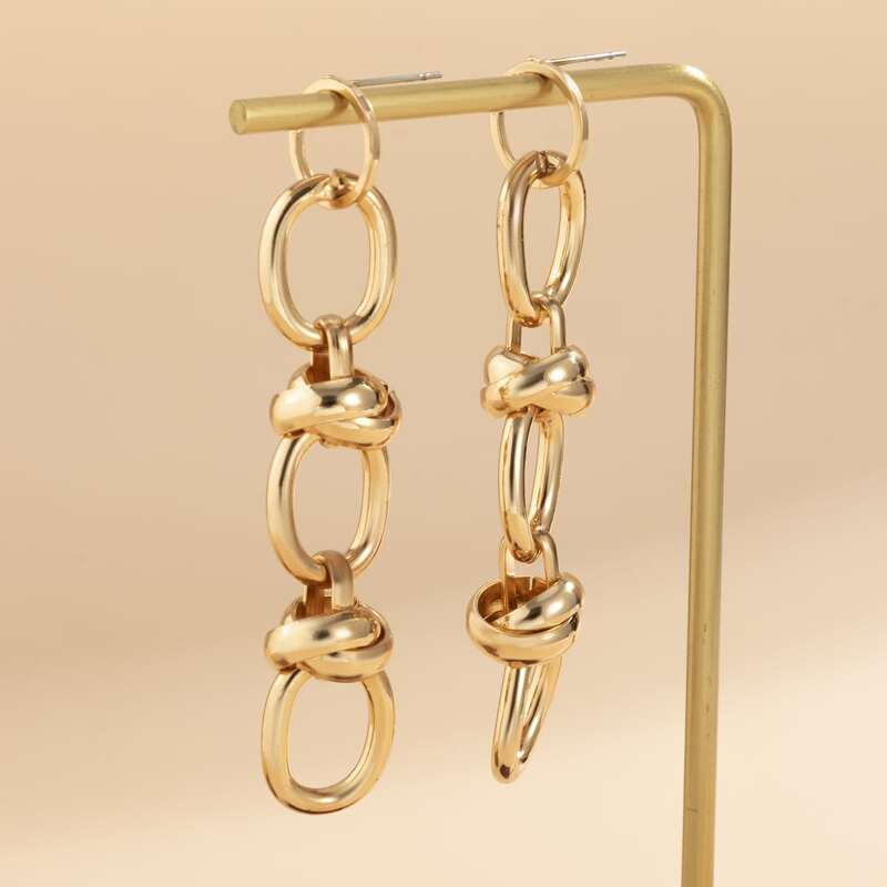 

Chain Design Earrings, Gold