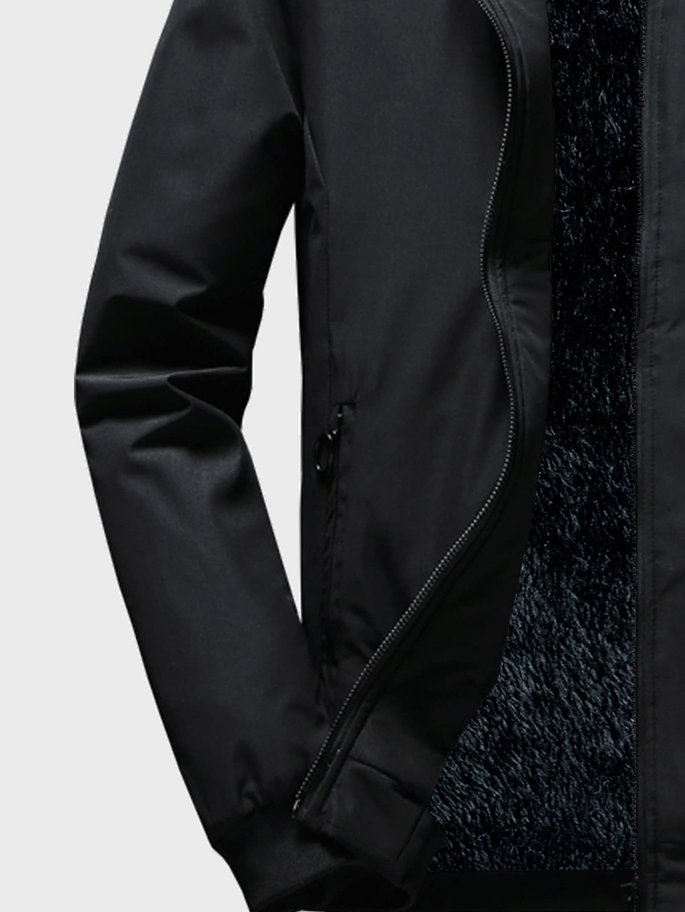 Manfinity Mode Chamarra bomber con forro polar liso para hombre - Negro - Añade 3