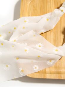1pc Daisy Floral Triangle Headband Boho Elastic Hair Band Vintage Retro French Hair Accessories - White - View 4