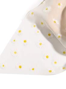 1pc Daisy Floral Triangle Headband Boho Elastic Hair Band Vintage Retro French Hair Accessories - White - View 5