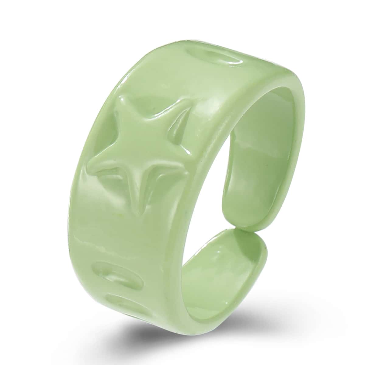 

Star Decor Cuff Ring, Green
