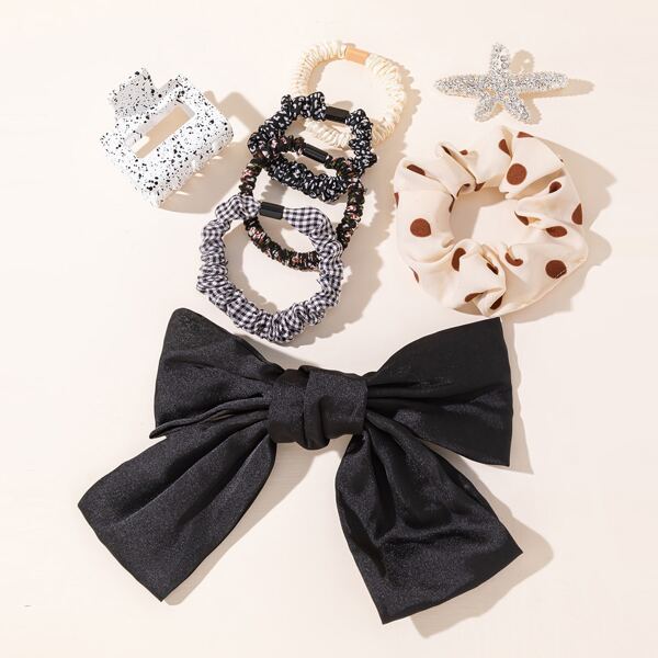 

8pcs Bow Detail Hair Accessories, Multicolor
