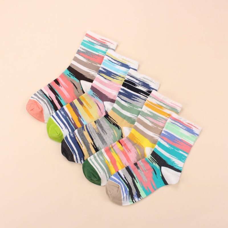 

5pairs Graphic Crew Socks, Multicolor