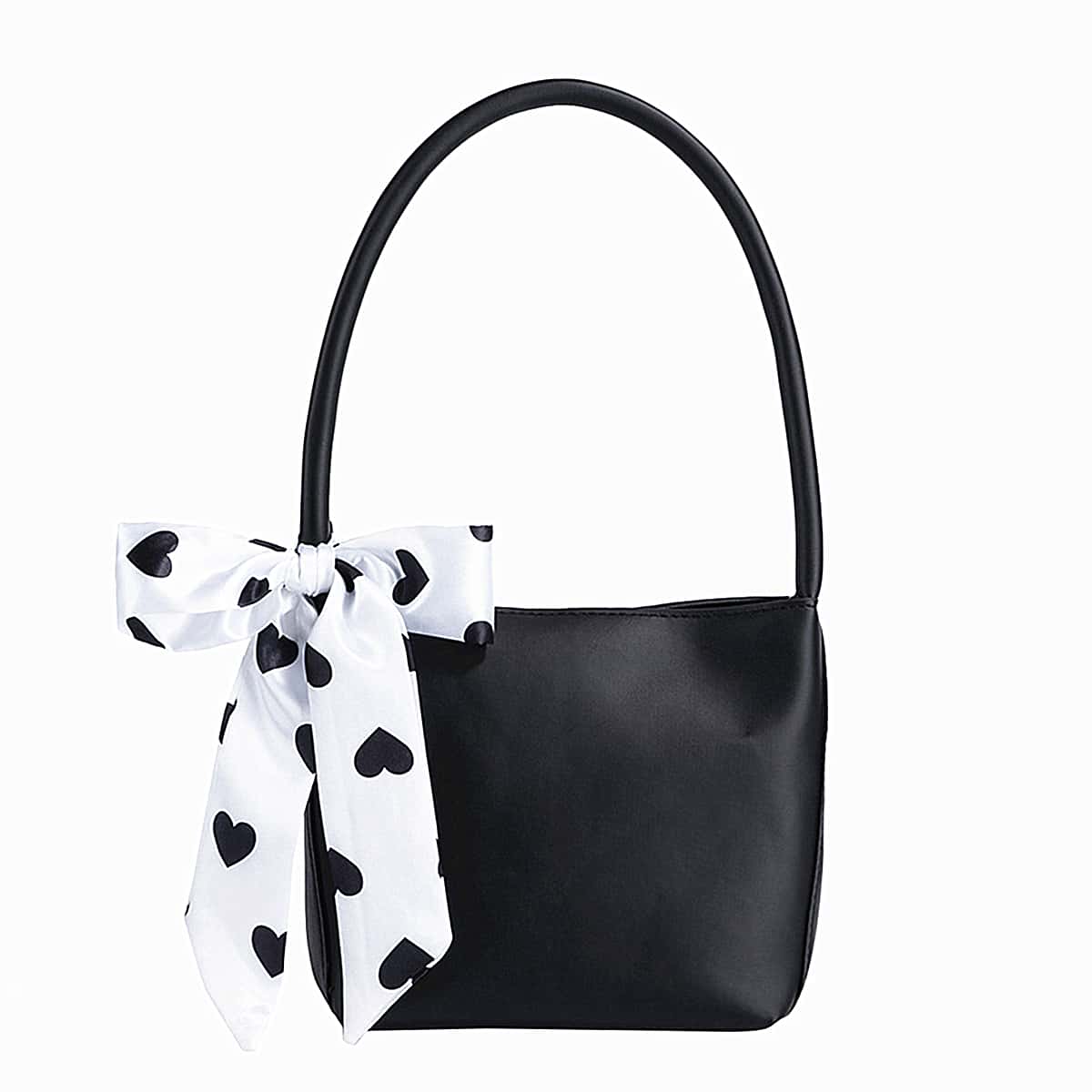 

Scarf Decor Shoulder Bag, Black