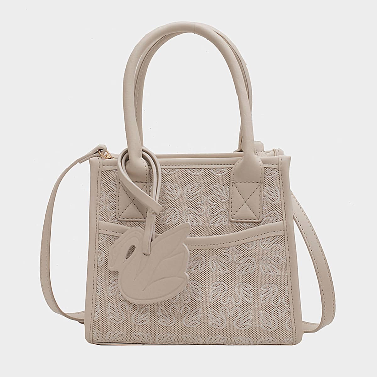 

Goose Graphic Satchel Bag, Beige