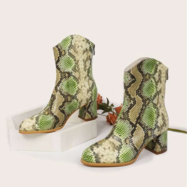 

Allover Snakeskin Chunky Classic Boots, Multicolor