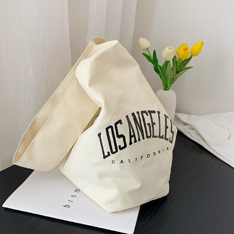 

Letter Graphic Shoulder Bag, Beige
