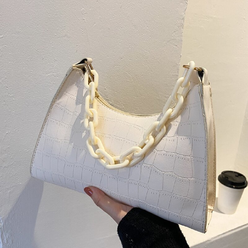 

Stone Grain Shoulder Bag, White