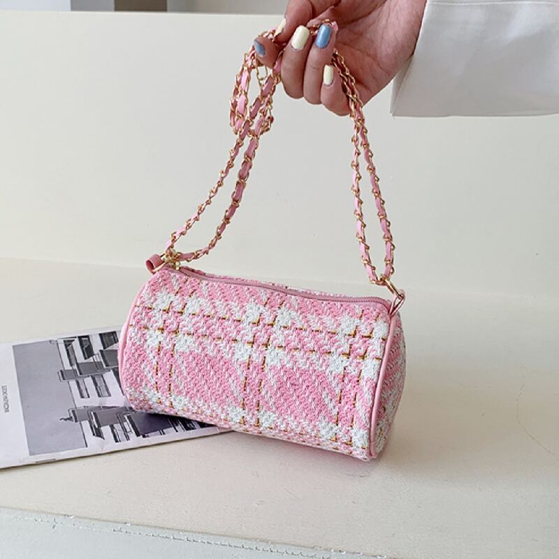 

Tweed Shoulder Bag, Pink