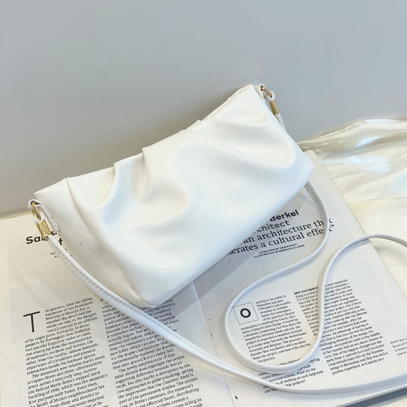 

Ruched Shoulder Bag, White