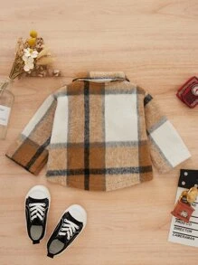 Bebé Abrigo con estampado de cuadros con bolsillo con solapa - Multicolor - Ver 2