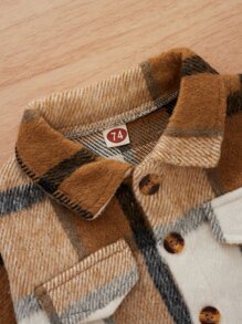Bebé Abrigo con estampado de cuadros con bolsillo con solapa - Multicolor - Ver 6