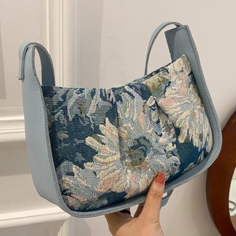 

Flower Graphic Shoulder Bag, Blue