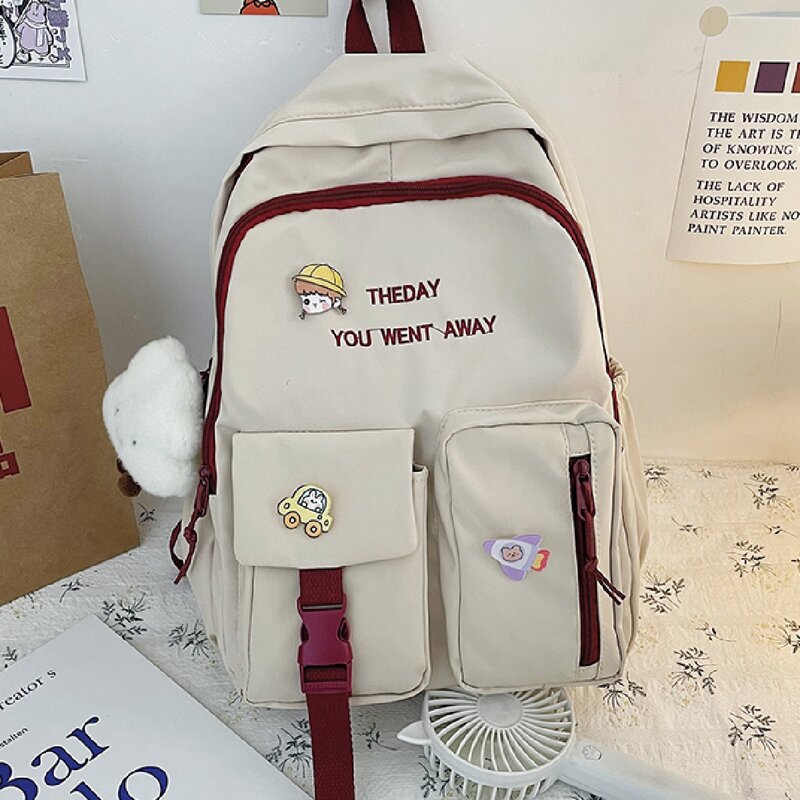 

Release Buckle Decor Backpack, Beige