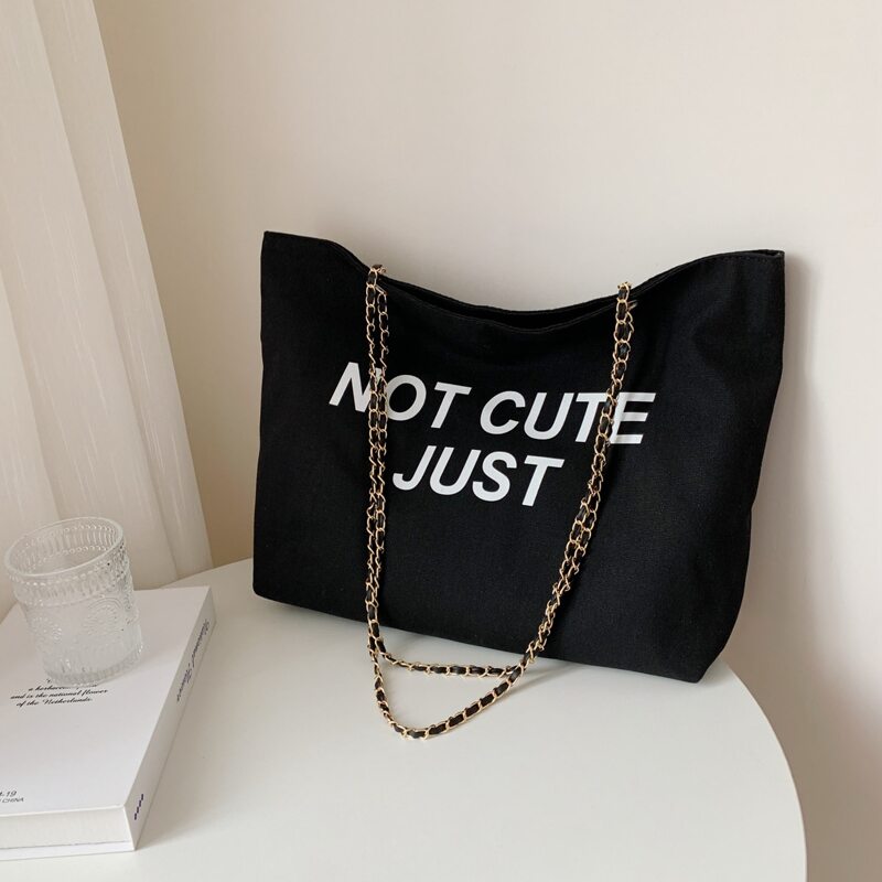 

Letter Graphic Tote Bag, Black
