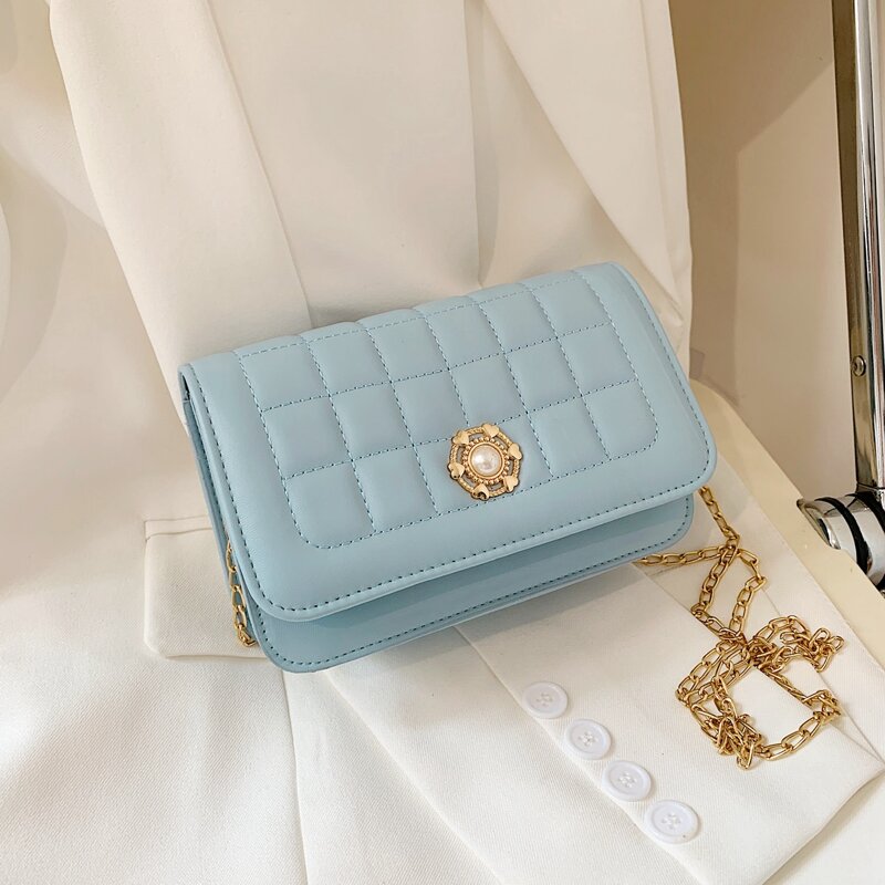 

Quilted Flap Crossbody Bag, Blue