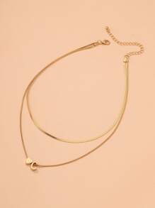 1入組心形墜飾項鍊銅首飾類 - 金黃色 - 查看 3