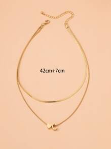 1入組心形墜飾項鍊銅首飾類 - 金黃色 - 查看 5