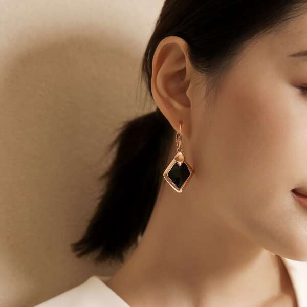 

Crystal Decor Drop Earrings, Rose gold