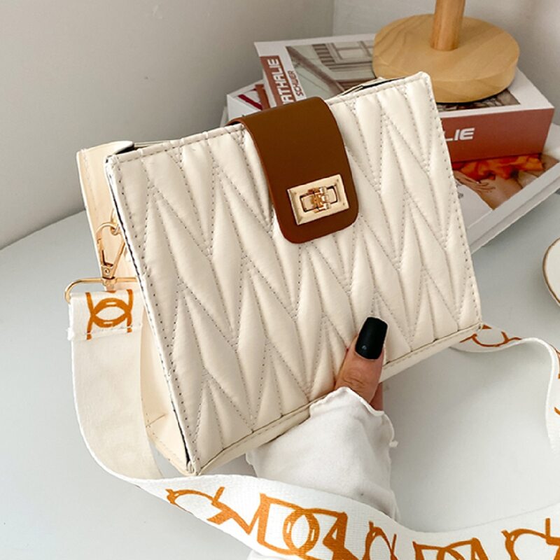 

Quilted Turn-lock Crossbody Bag, Brown