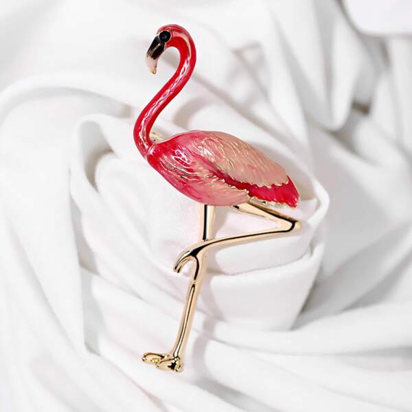 

Flamingo Decor Brooch, Hot pink