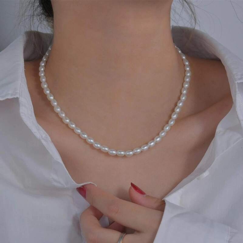 

Faux Pearl Beaded Necklace, White