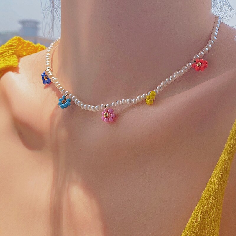 

Floral Beaded Necklace, Multicolor