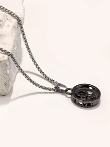 Men Gender Symbol Charm Necklace - Black - View 2