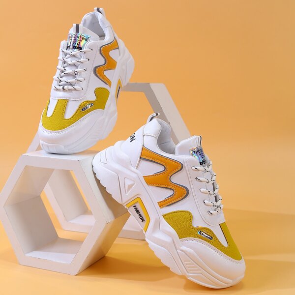

Lace Up Front Chunky Sneakers, White