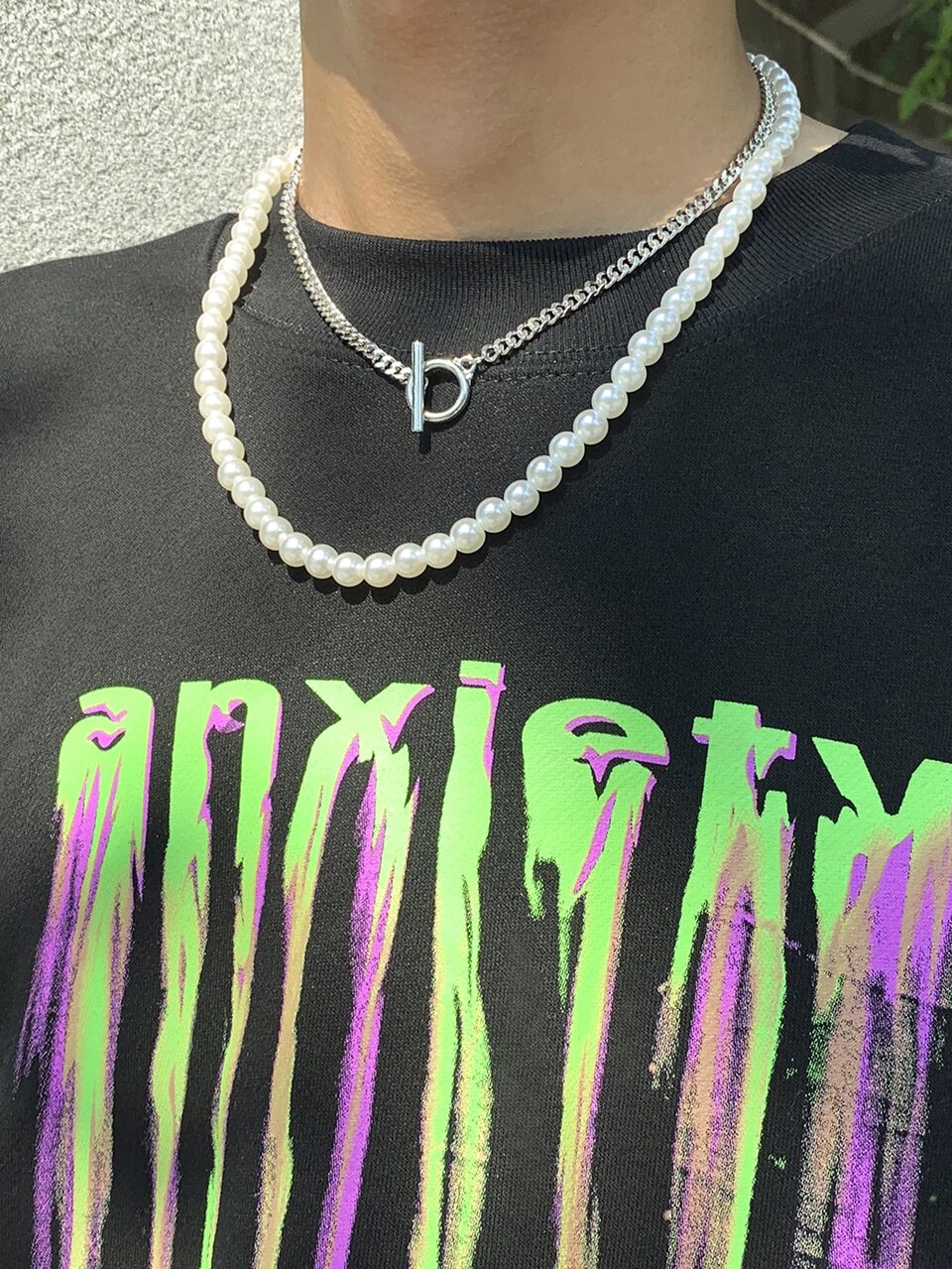 2pcs Men Faux Pearl Decor Necklace