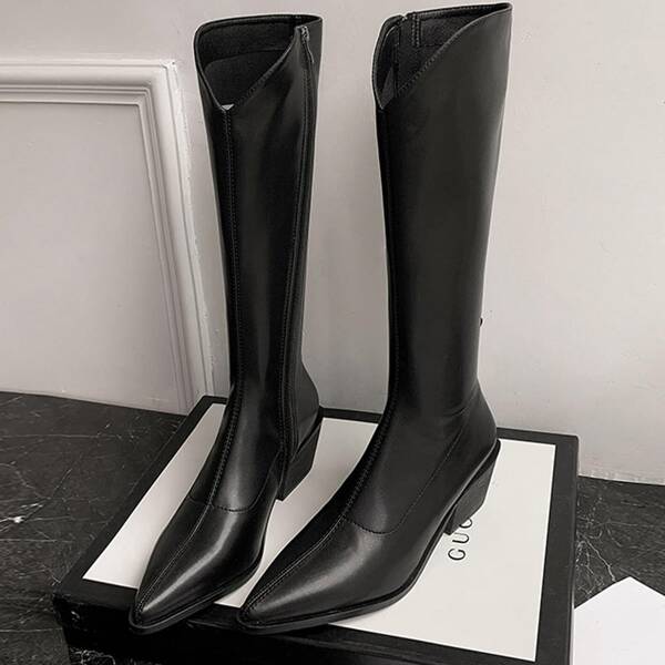 

Point Toe Classic Knee Boots, Black