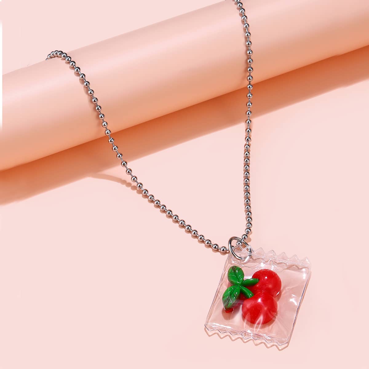 

Cherry Snack Pendant Chain Necklace, Multicolor