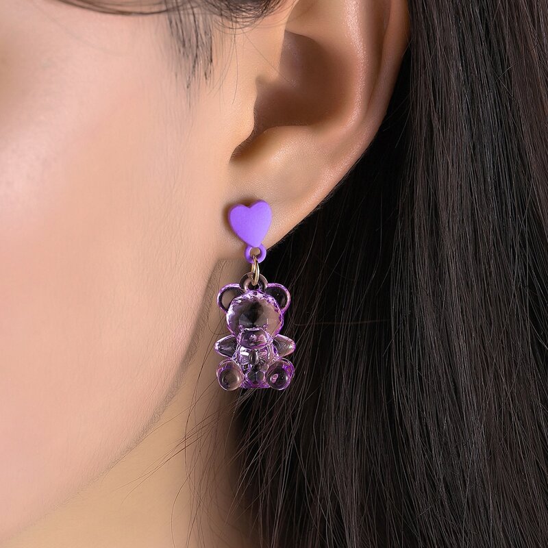 

Bear Drop Earrings, Mauve purple