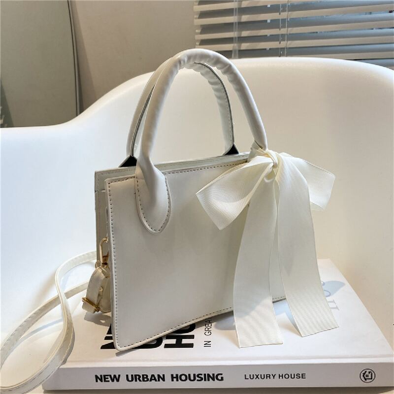 

Bow Decor Satchel Bag, White