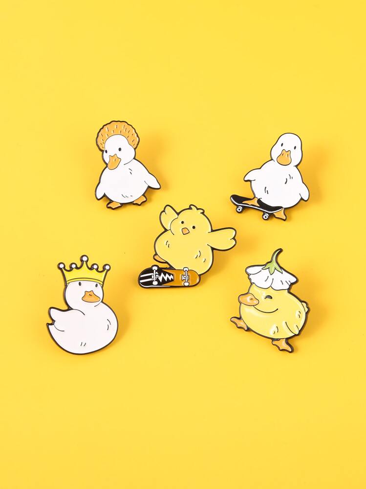 5入組卡通鴨胸針 - 彩色 - 查看 2