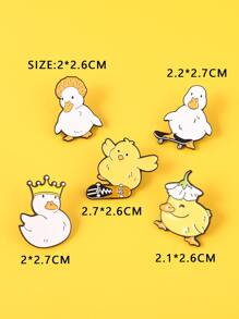 5pcs Cartoon Duck Brooch - Multicolor - View 4