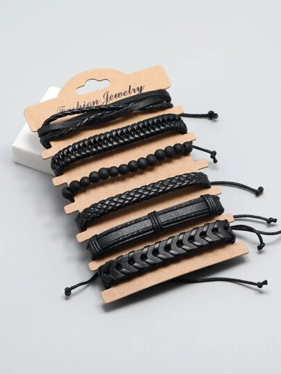 Fashionabla och populära 6st Minimalistiska män armband PU för smycken present och för en snygg look