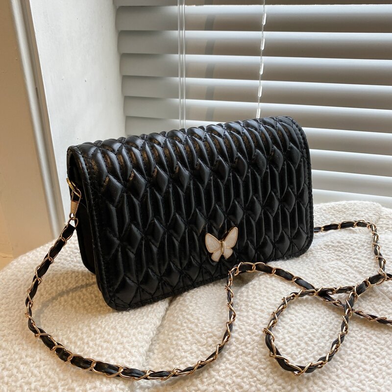 

Butterfly Decor Crossbody Bag, Black