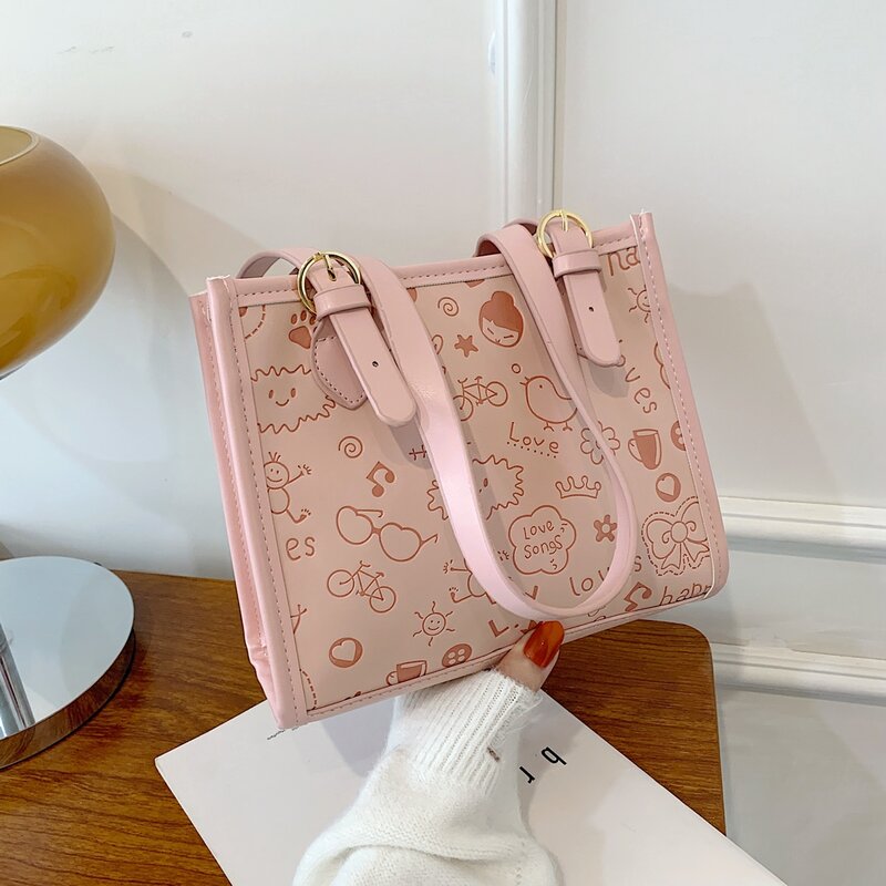 

Cartoon Embossed Tote Bag, Pink