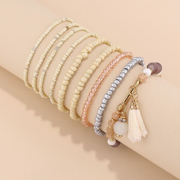 

9pcs Beaded Bracelet, Multicolor