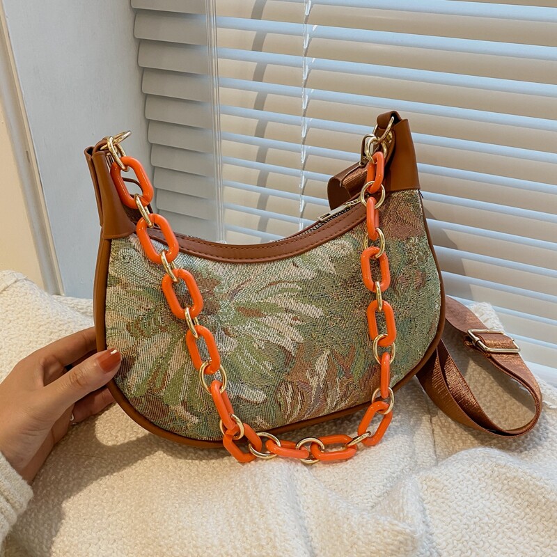 Flower Graphic Shoulder Bag, Multicolor