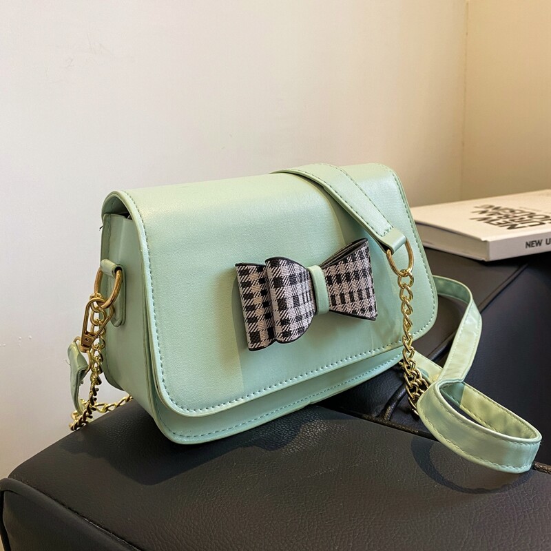 

Bow Decor Flap Shoulder Bag, Green