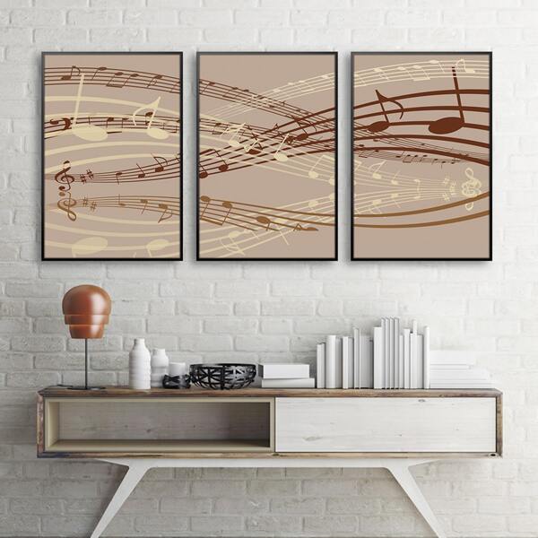 

3pcs Music Note Unframed Painting, Multicolor