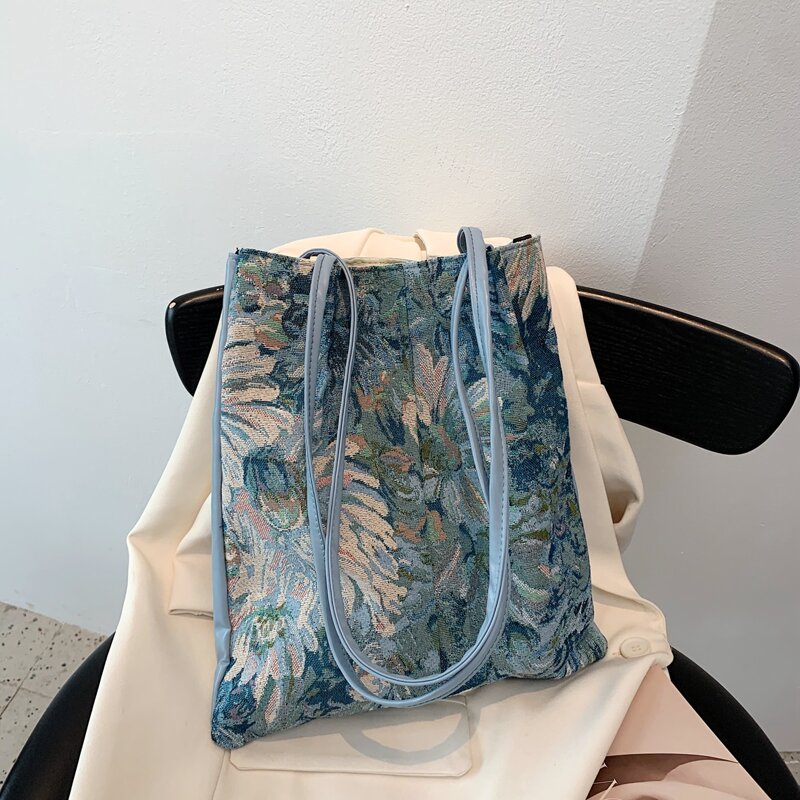 

Flower Graphic Shoulder Bag, Blue