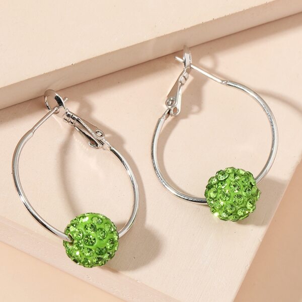

Rhinestone Ball Decor Hoop Earrings, Multicolor