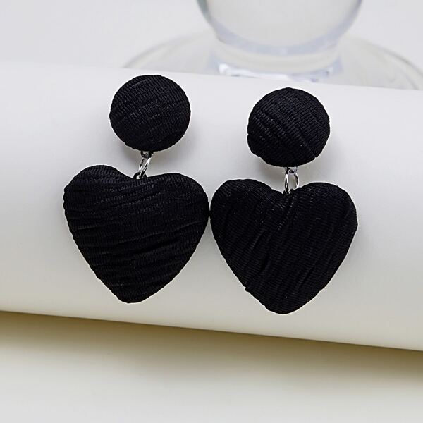 

Heart Drop Earrings, Black